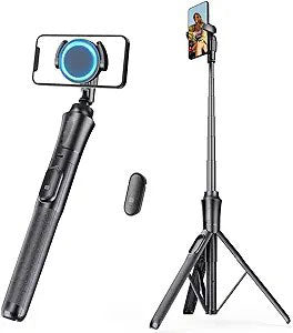 62-inch all-in-one phone tripod selfie stick with magnetic phone holder and detachable wireless remote