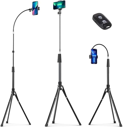 92-inch tripod with gooseneck and remote control with adjustable 360° ball head