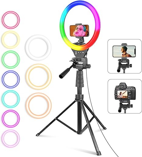 12'' RGB Selfie Ring Light with 62’’ Tripod Stand for Video