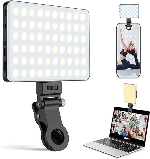 LED mobile phone light with front and rear clips CRI 95+ suitable for iPhone, iPad, selfie, Vlog, makeup, TikTok