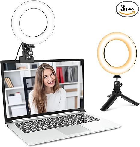 Video Conferencing Lighting Kit, LED Ring Light with Computer Clamp and Stand
