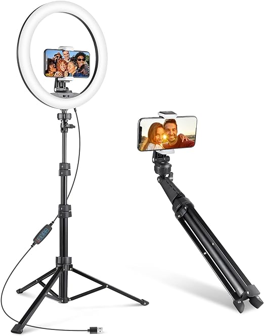 Selfie ring light for video recording, compatible with mobile phones and cameras