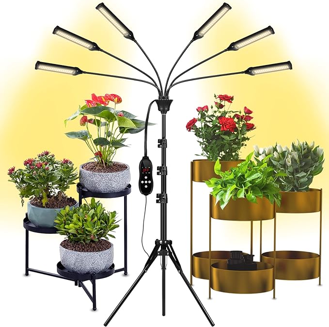6 in 1 - Indoor Grow Light, Full Spectrum LED Grow Light with Stand, Auto On/Off Timer