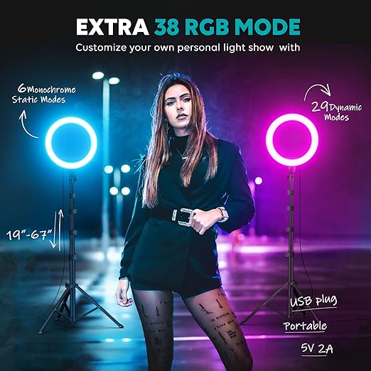 10" Selfie Ring Light with 72" Tripod 38 Colors