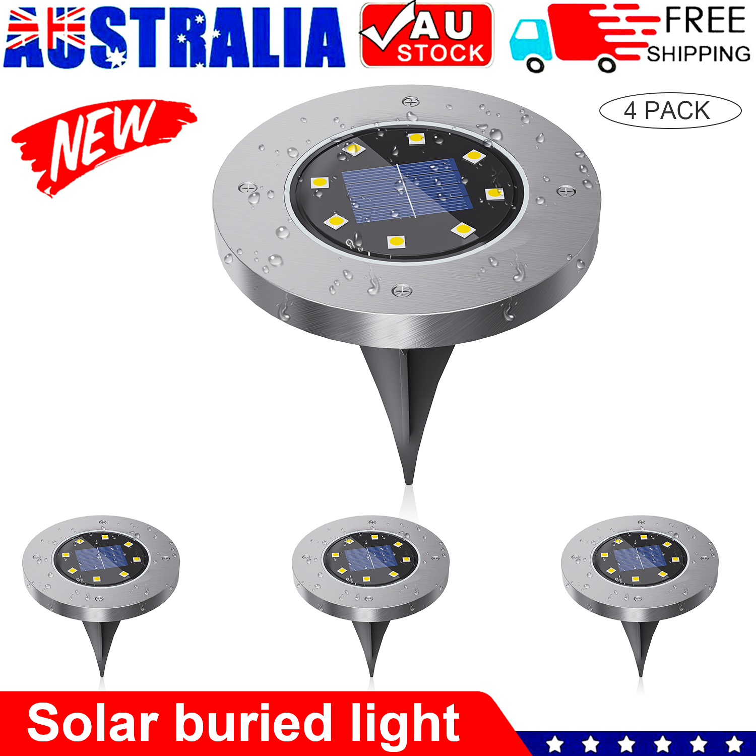 Solar LED Buried Inground Recessed LED Light Outdoor Garden Deck Path