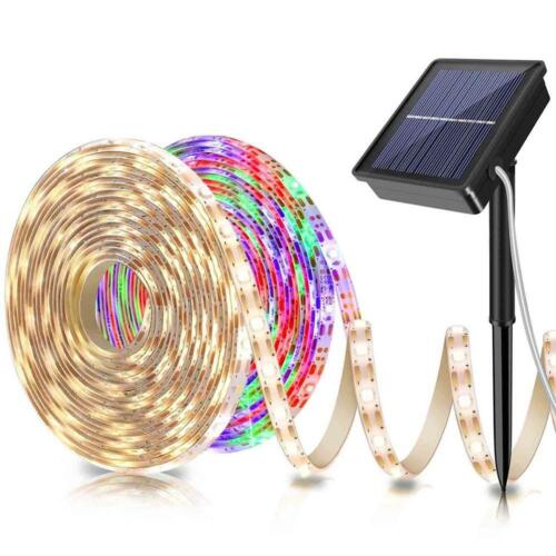 Warm White/RGB 5M Solar LED Strip Light Waterproof Flexible String light 8 Model